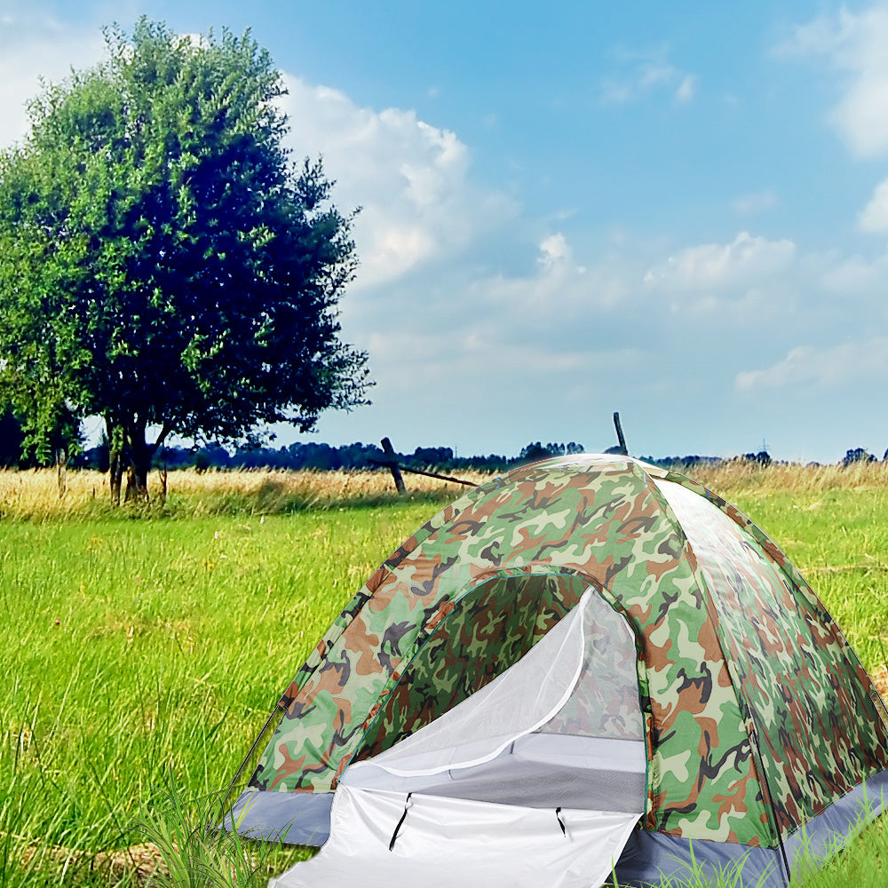 Outdoor Camouflage Camping Tent for 3-4 Person Single Layer Waterproof Hiking