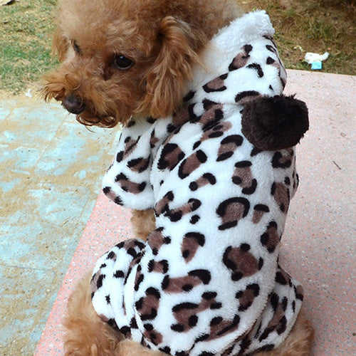Leopard Warm Winter Pet Dog Puppy Clothes Hoodie Jumpsuit Pajamas Outwear