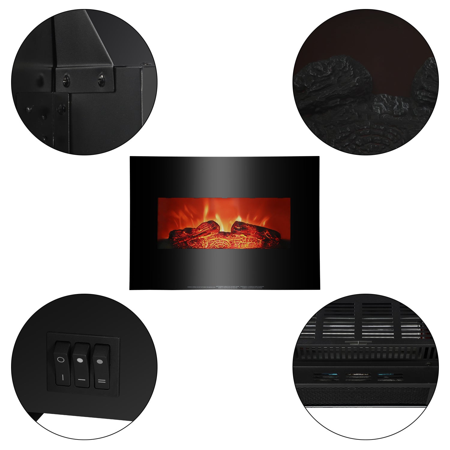 26 Inch 3DInfrared Mounted Electric Fireplace Insert Portable Indoor Space Heater 1400W