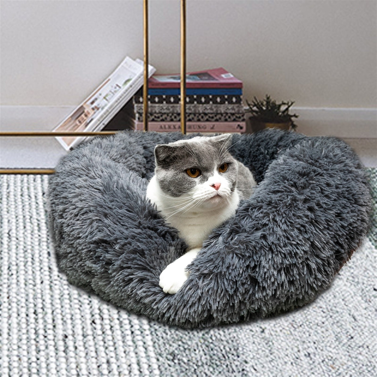 Dog Bed Cat Bed Comfortable Donut Cuddler Round Dog Pillow Bed Nest Anti-Slip Faux Fur Pet Bed Ultra Soft Washable Pet Cushion Bed for Dog Cat Joint-Relief and Improved Sleep YF