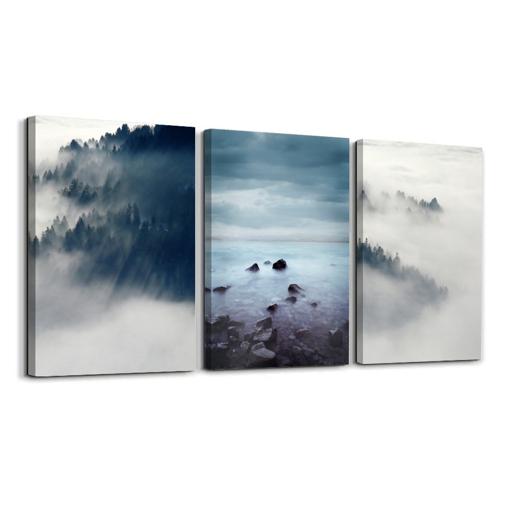 Abstract Wall Art Foggy Forest Wall Paintings Modern Landscape for Living Room