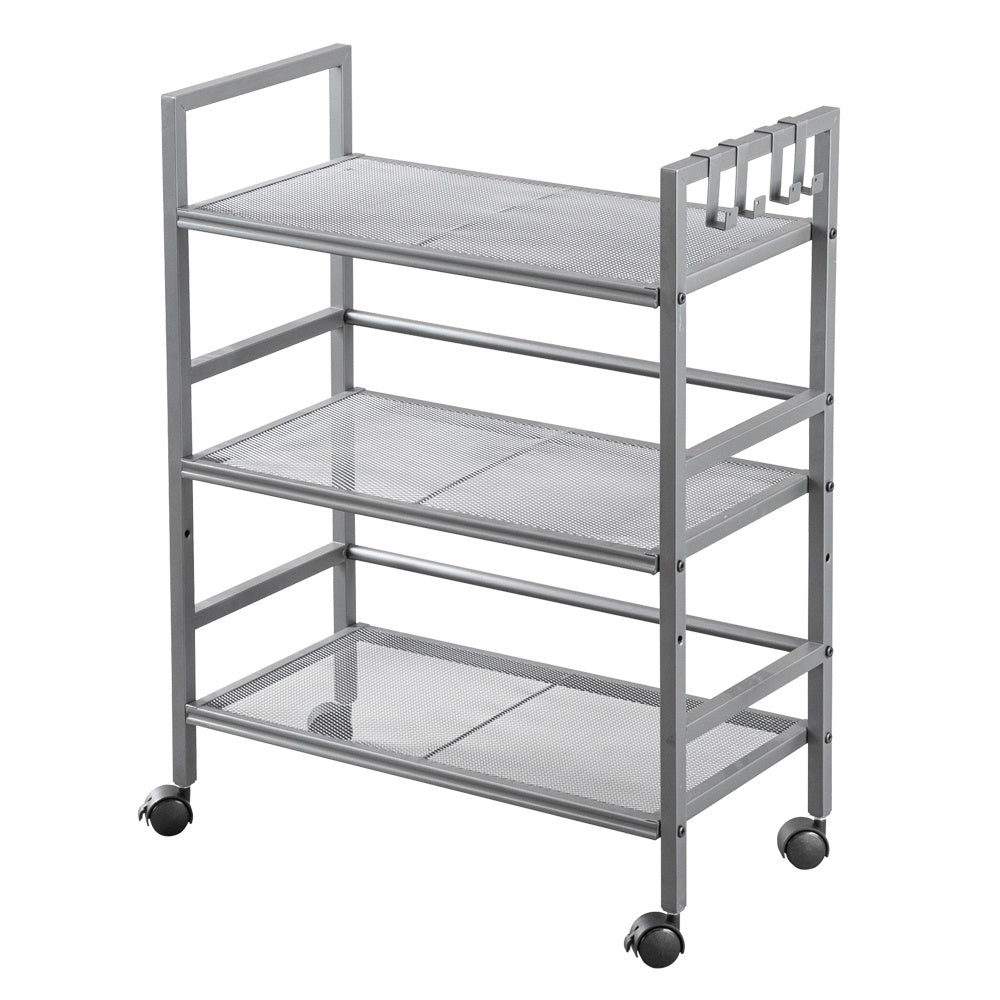 Hodely 3-Shelf Mesh Iron Shelving Unit with Casters for Home Kitchen Office Gray RT