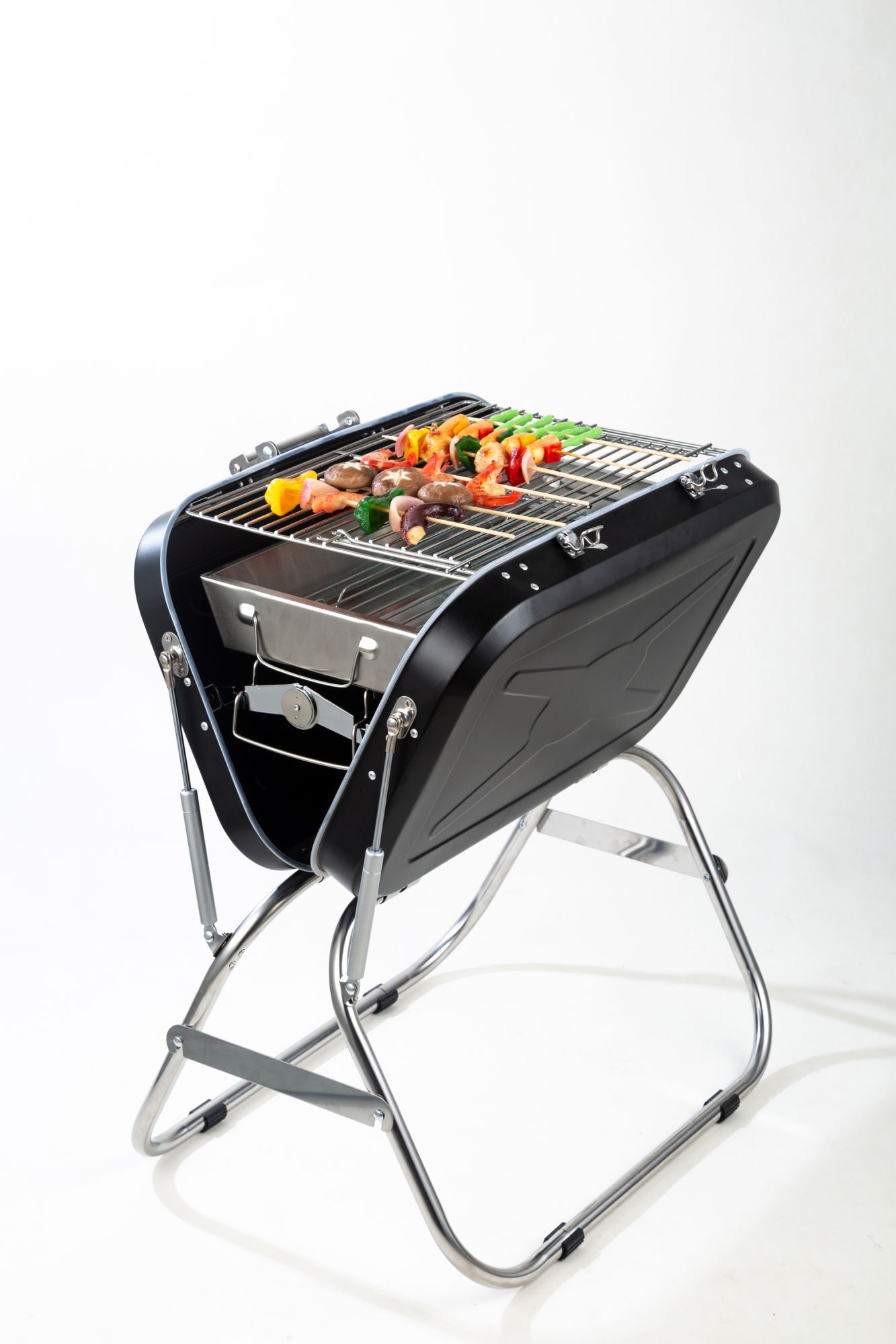 Free shipping Portable Outdoor BBQ Household Stainless Steel BBQ - Black