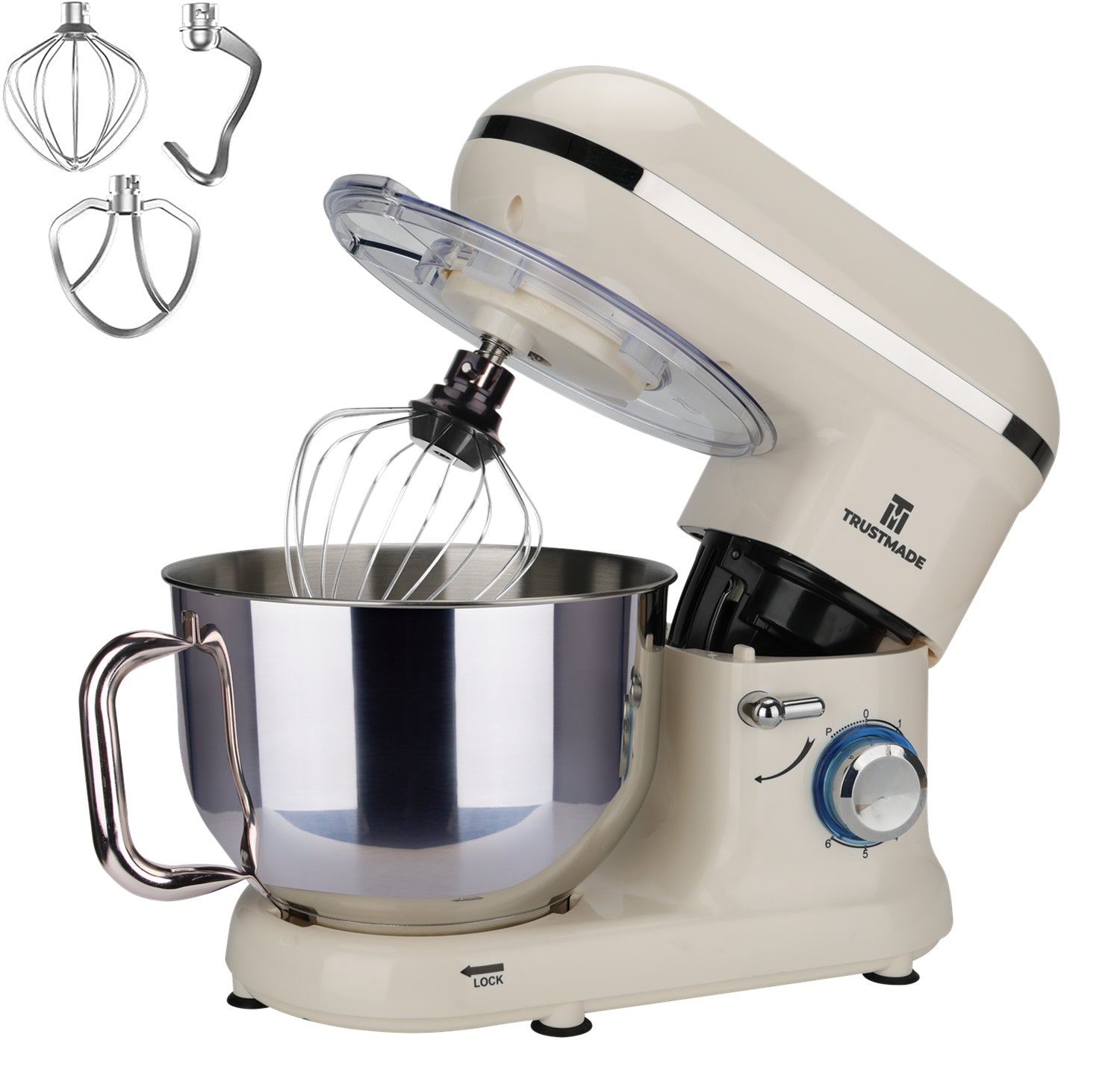 5.8QT 6 Speed Control Electric Stand Mixer with Stainless Steel Mixing Bowl Food Mixer TRUSTMADE