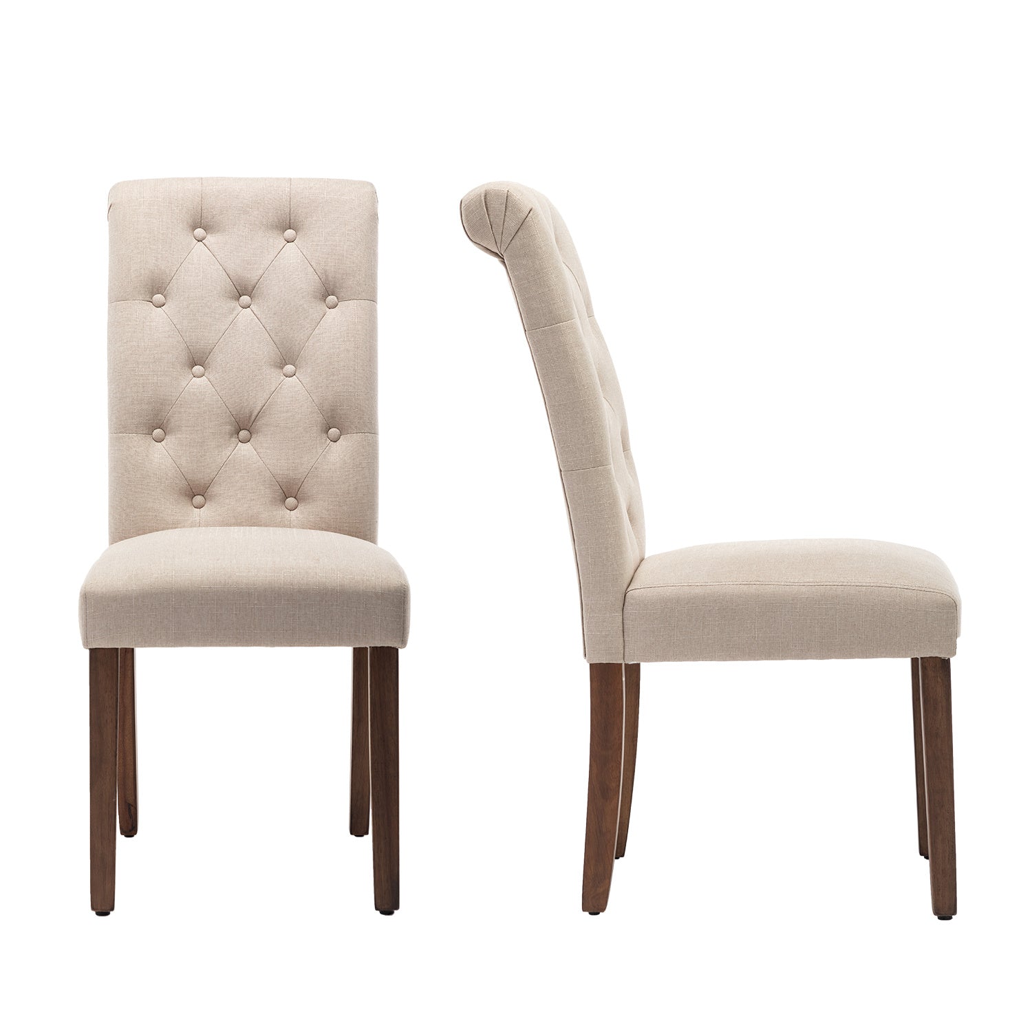 Free Shipping Qwork Furniture Classic Fabric Dining Chair with Wooden Legs - Set of 2