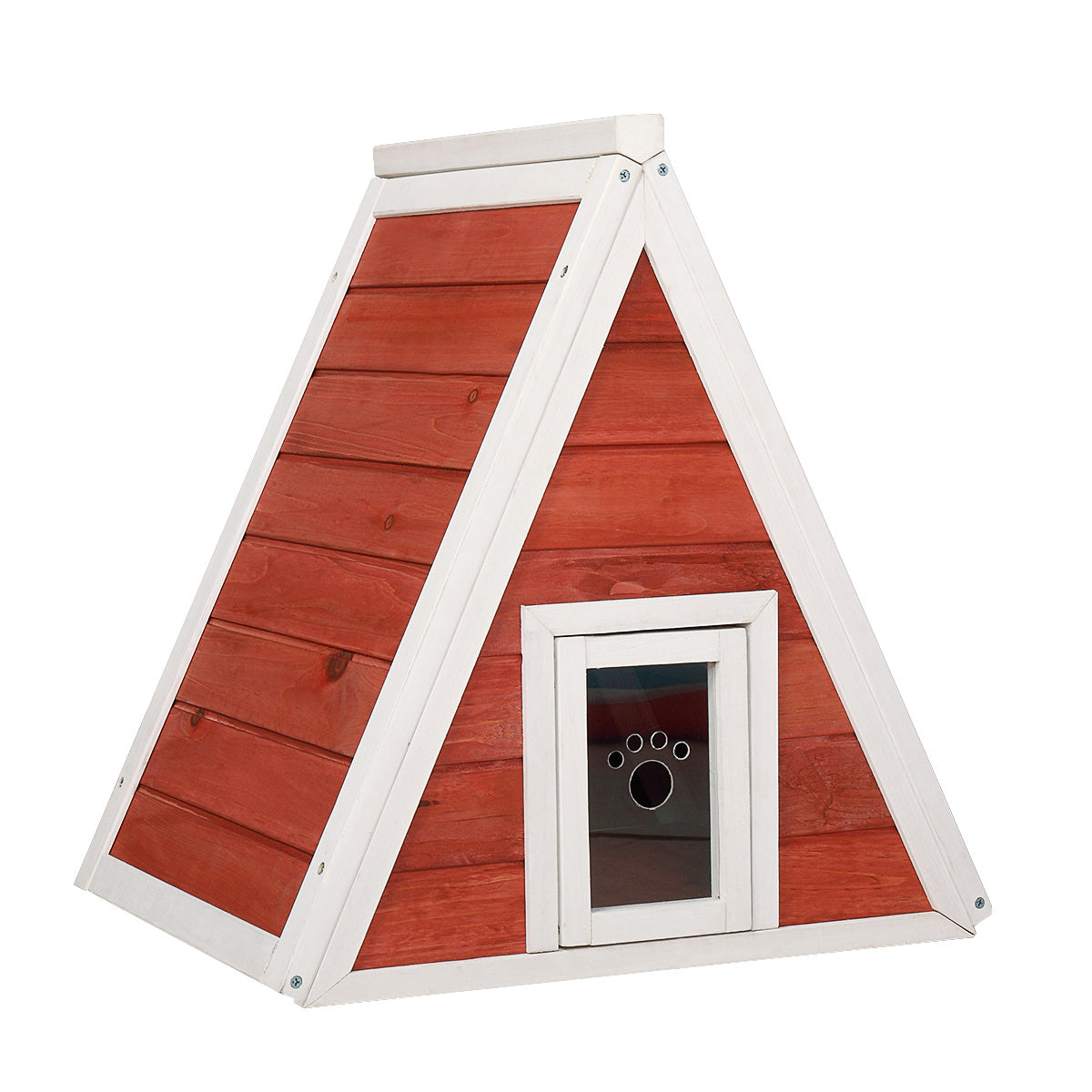 Triangle Cat House with Escape Door for All Cats