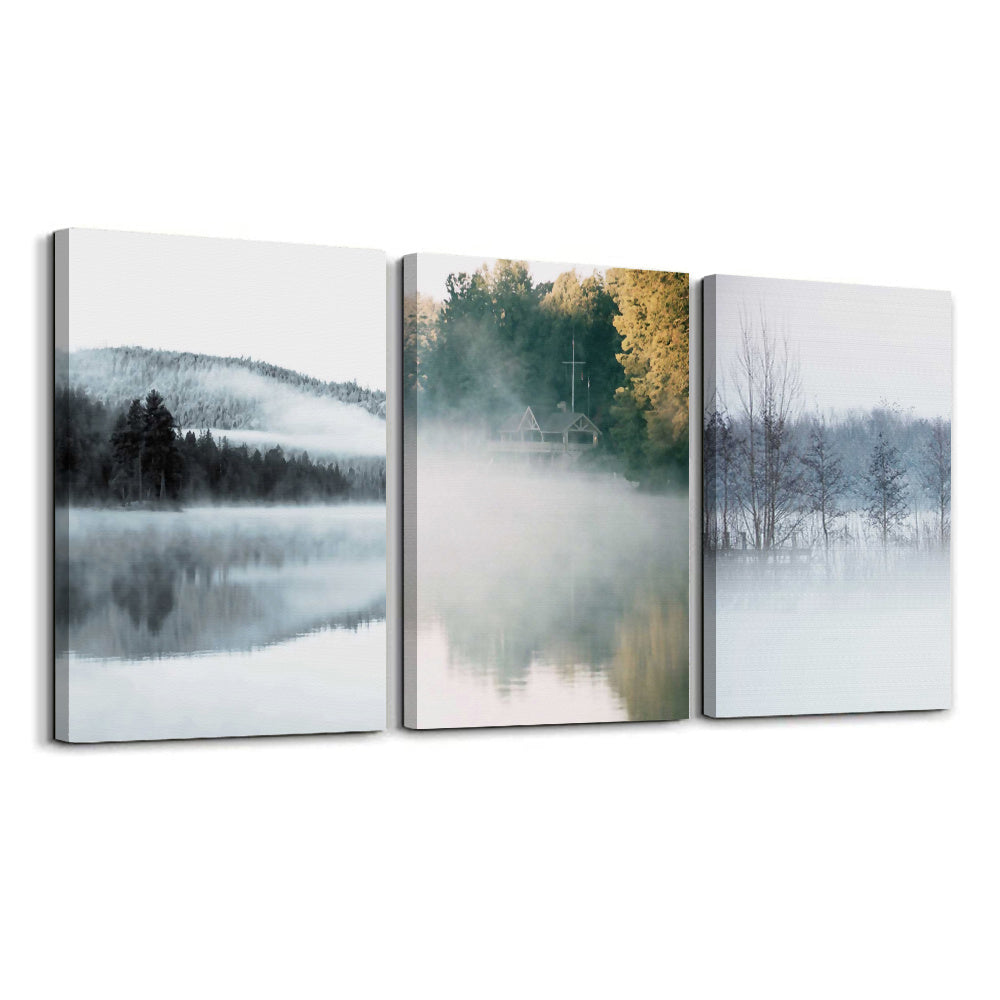 Mountain Canvas Wall Art Lake Landscape Abstract Paintings Forest Artwork