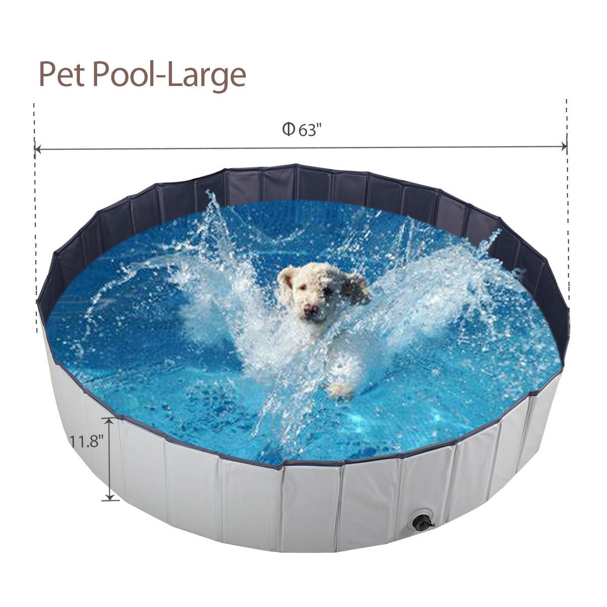 Foldable Pet Bath Pool, Collapsible Dog Bathing Tub, Kiddie and Toy Pool for Dogs Cats and Kids