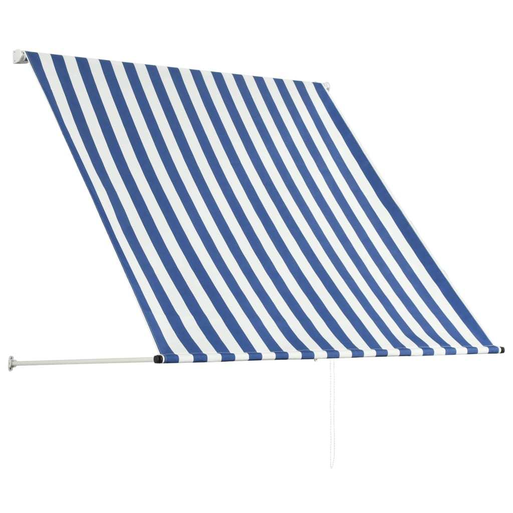 Retractable Awning 59.1"x59.1" Blue and White