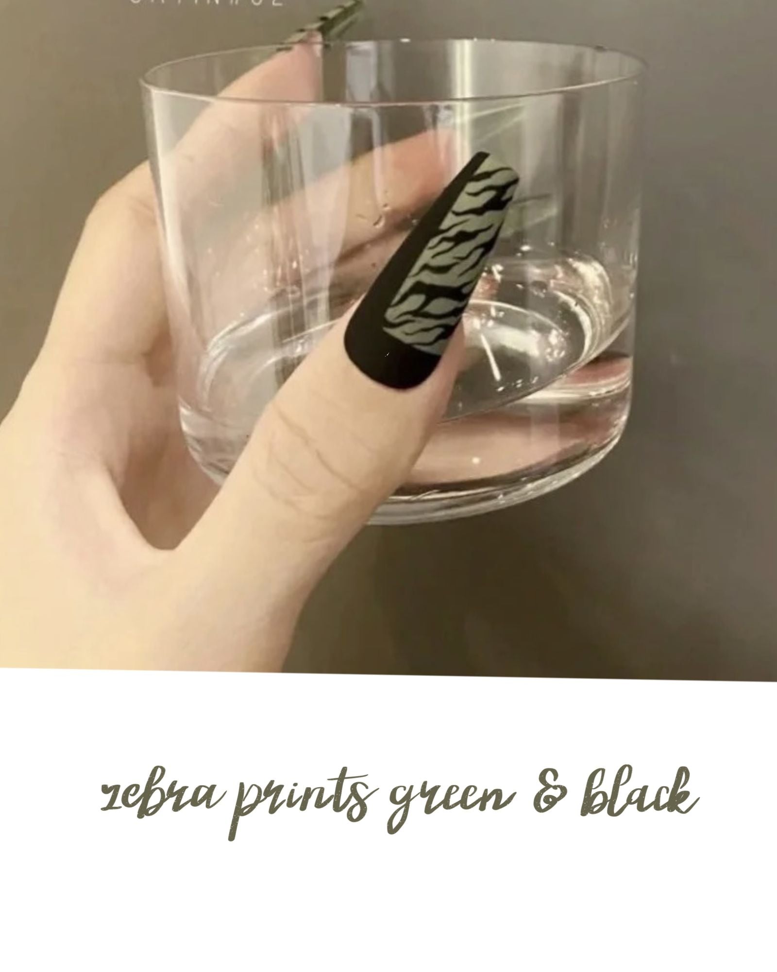 Zebra Prints green & black coffin nails/ballerina nails/press on/fake nails