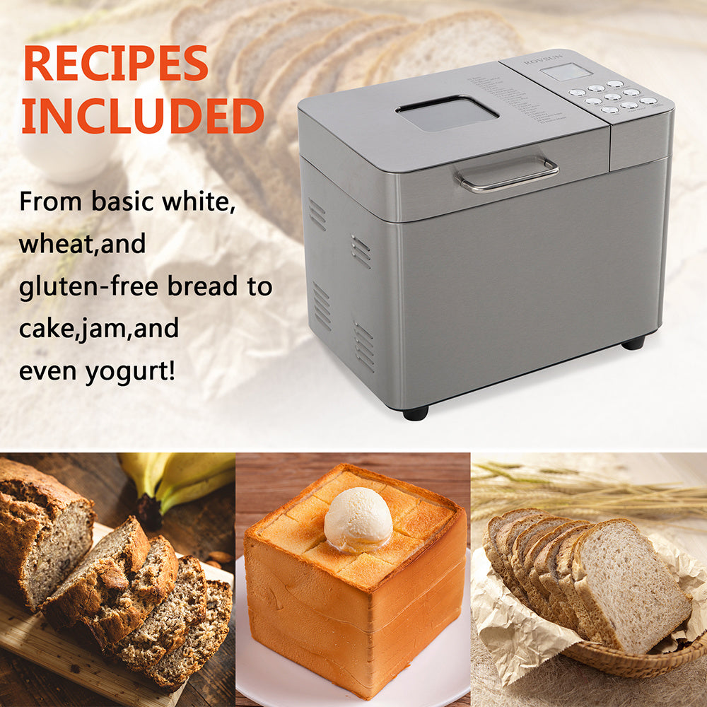 2LB Stainless Steel Programmable Bread Maker Machine With Exhaust Funnel and Powerful DC Motor XH