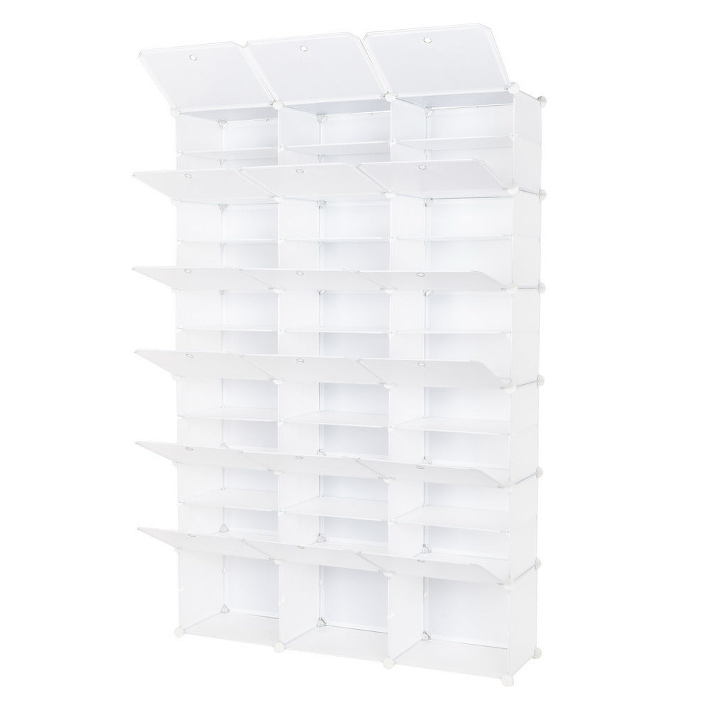 12-Tier Portable 72 Pair Shoe Rack Organizer 36 Grids Tower Shelf Storage Cabinet Stand Expandable for Heels, Boots, Slippers, White RT