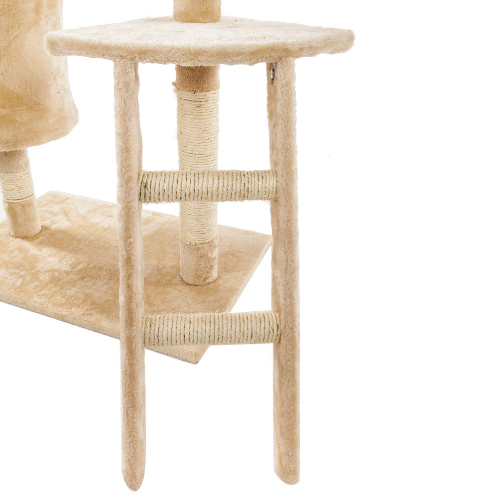 60" Solid Cute Sisal Rope Plush Cat Climb Tree Cat Tower Beige YF