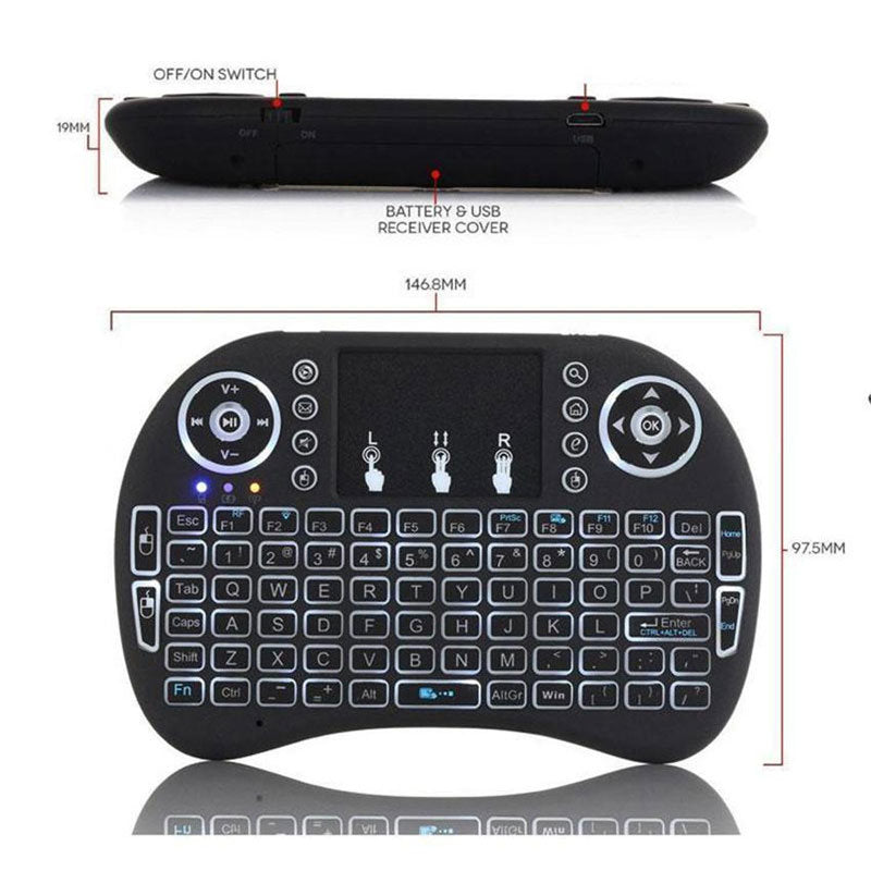 Mini i8 2.4G Air Mouse Wireless Keyboard with Touchpad USB Charging Type