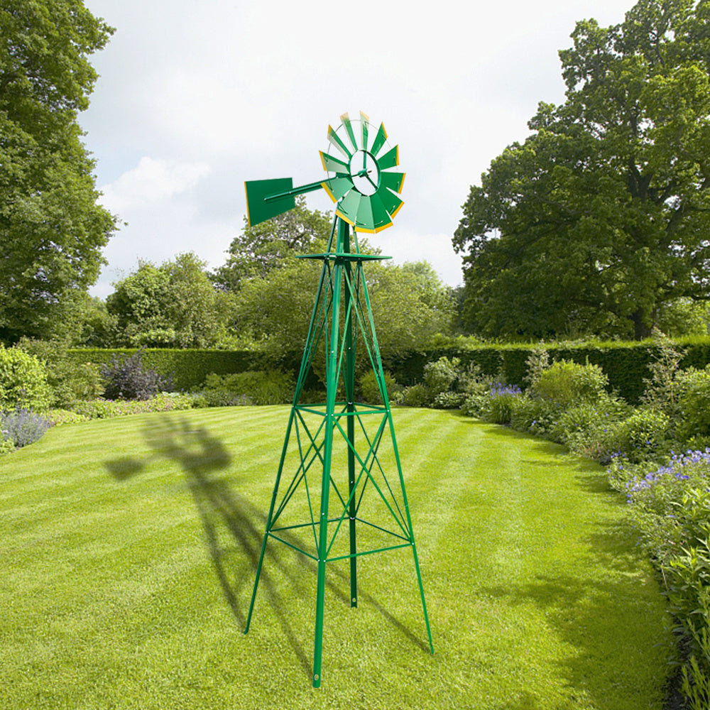 8ft Windmill Backyard, Ornamental Windmills for The Yard, More Weather Resistant Outdoor Garden Windmill Decor, Decoration Weather Vane XH