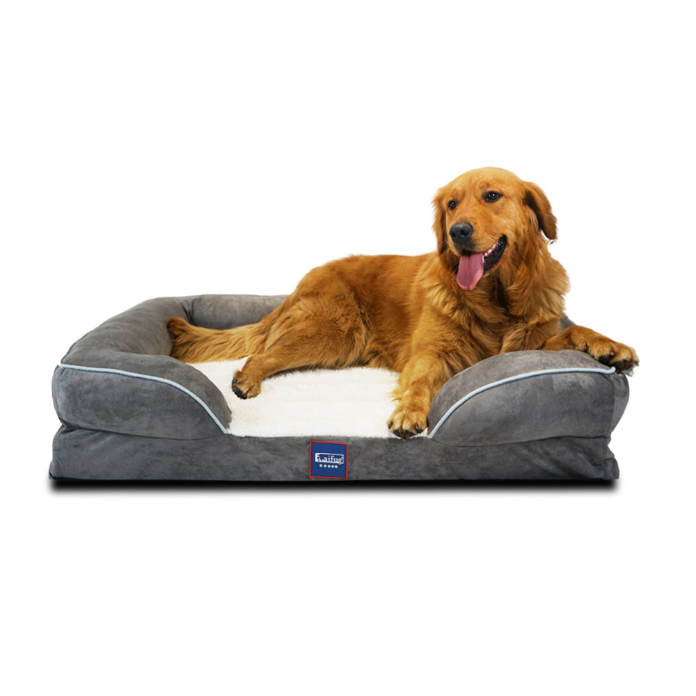 Orthopedic Memory Foam Dog Couch with Free Waterproof Liner and Removable Washable Cover, Durable Pet Sofa for Dogs and Cats