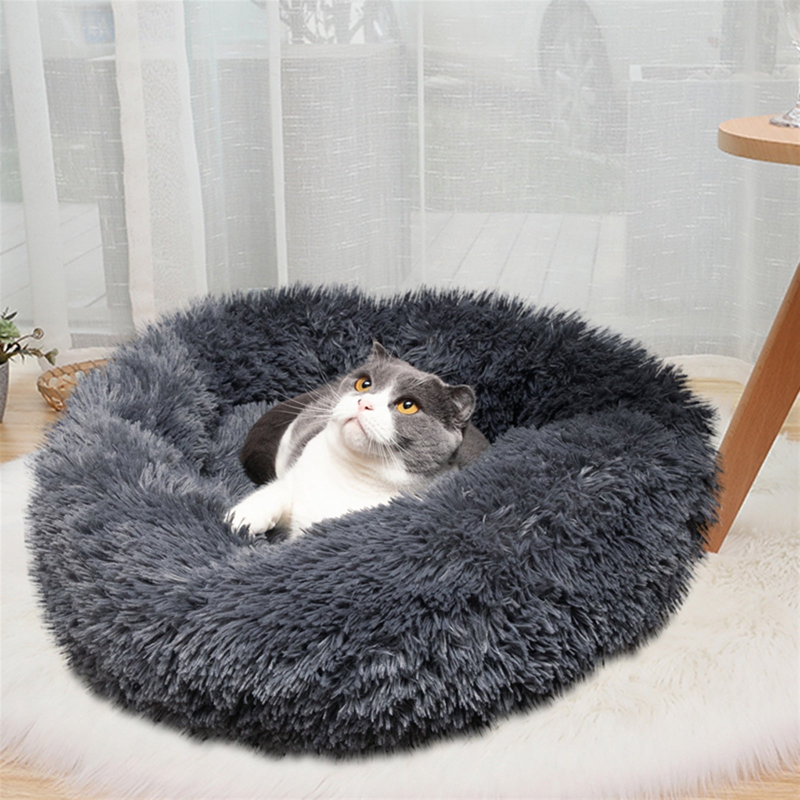Dog Bed Cat Bed Comfortable Donut Cuddler Round Dog Pillow Bed Nest Anti-Slip Faux Fur Pet Bed Ultra Soft Washable Pet Cushion Bed for Dog Cat Joint-Relief and Improved Sleep YF