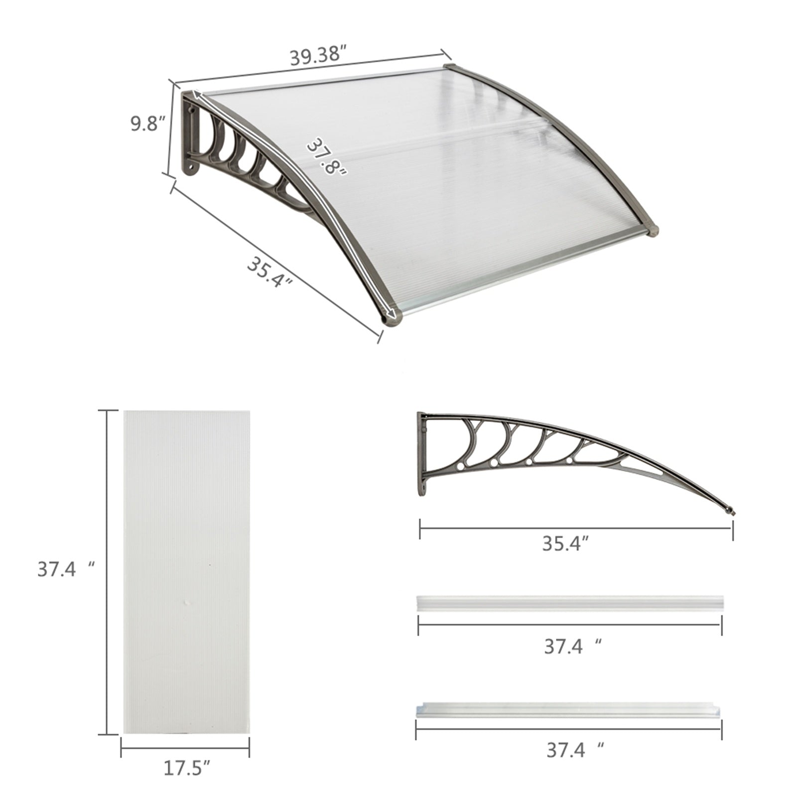 40"x 40" Outdoor Front Door Window Awning Patio Canopy Rain Cover UV Protected Eaves RT