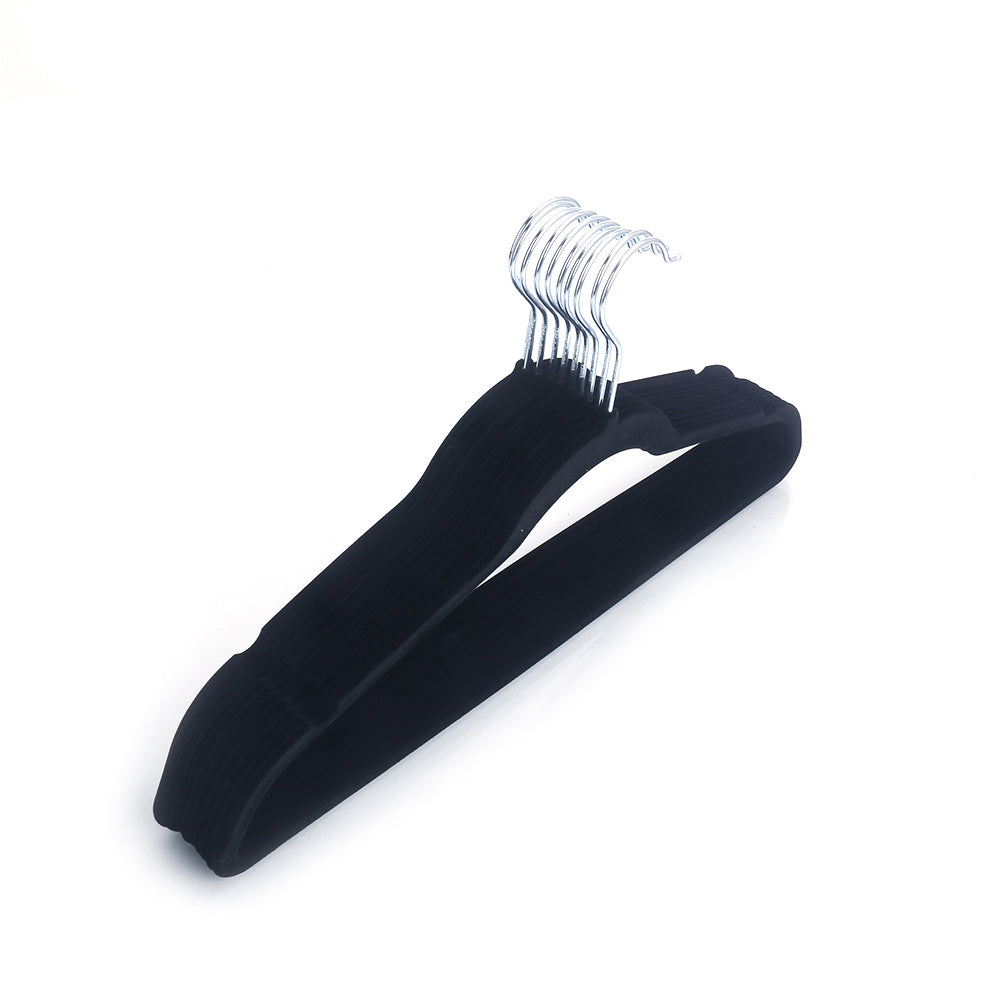 10pcs 45*0.5*24.5 Plastic Flocking Clothes Hangers Black RT