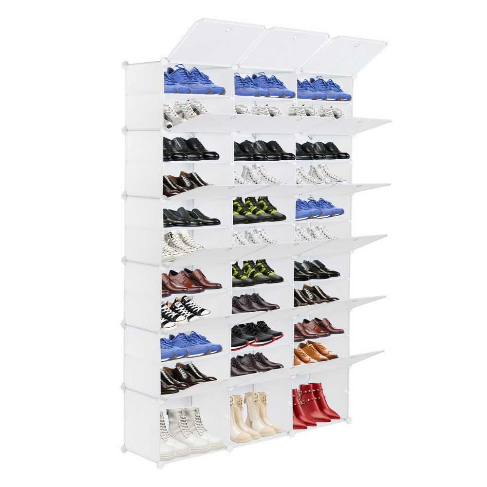 12-Tier Portable 72 Pair Shoe Rack Organizer 36 Grids Tower Shelf Storage Cabinet Stand Expandable for Heels, Boots, Slippers, White RT