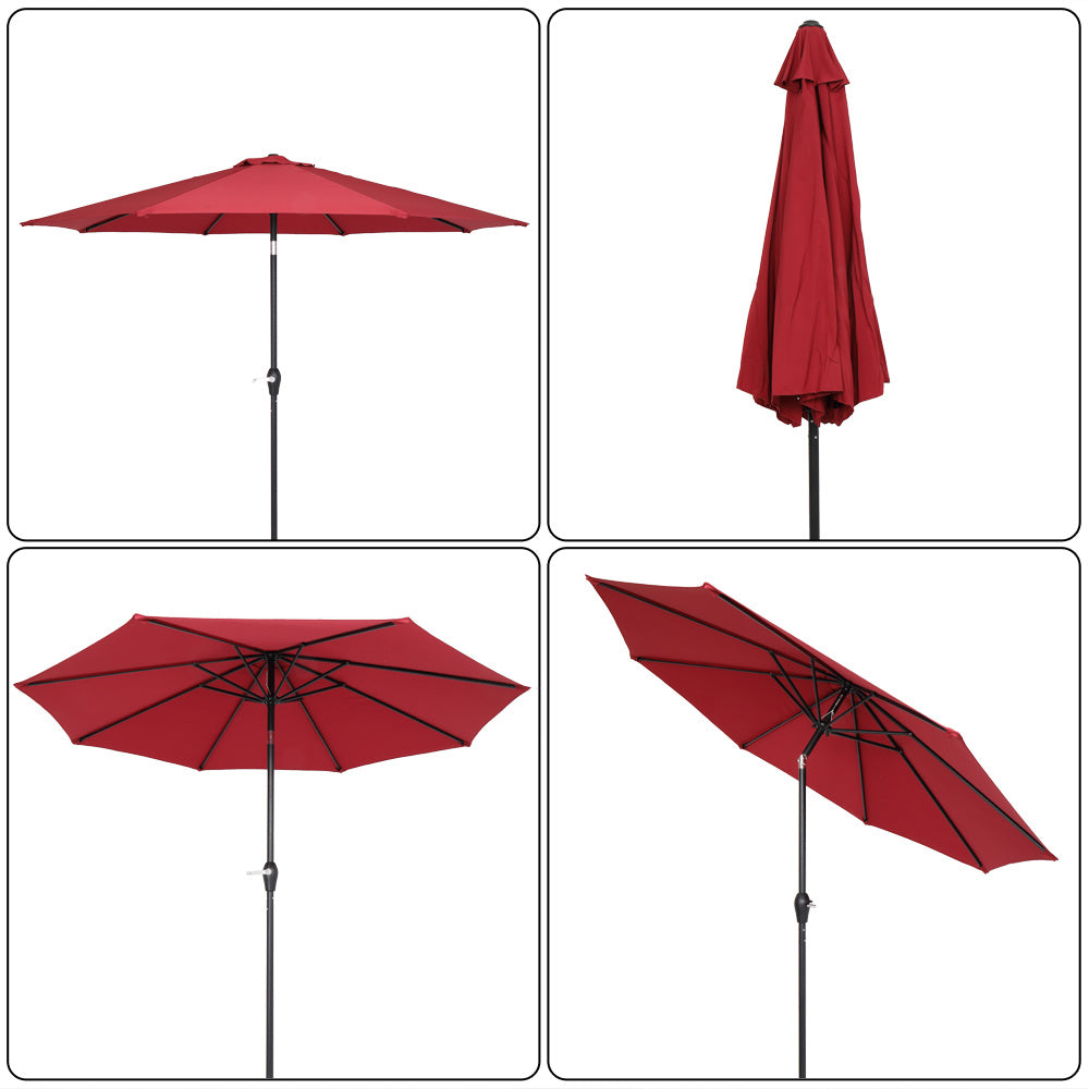 Free shipping  9FT Central Umbrella Waterproof Folding Sunshade Wine Red  YJ