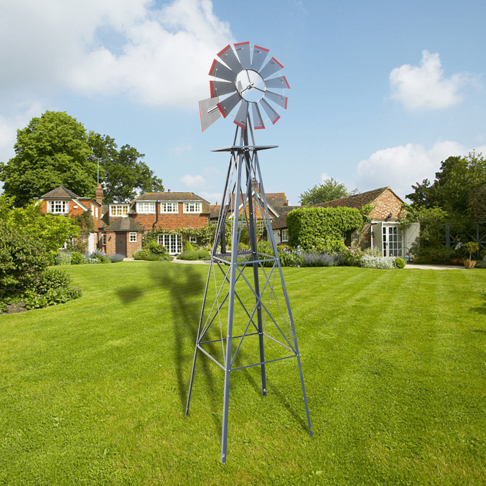 8ft Windmill Backyard, Ornamental Windmills for The Yard, More Weather Resistant Outdoor Garden Windmill Decor, Decoration Weather Vane XH