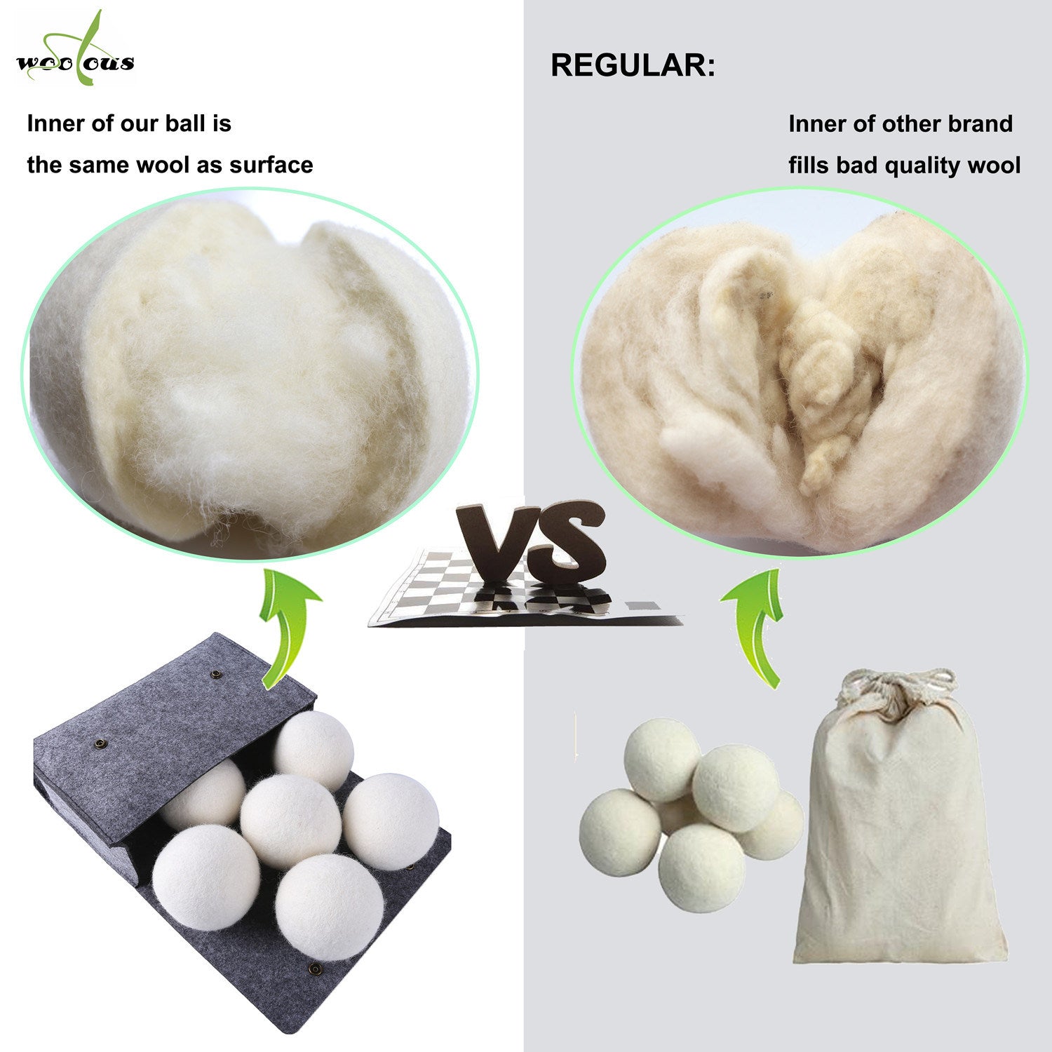 Woolous Wool Dryer Balls Organic XL 6 Pack, Premium New Zealand Non-Toxic Laundry Dryer Ball,Handmade Reusable Natural Fabric Softener,Reduce Wrinkles,Saves Drying Time Felted Eco Dryer Ball