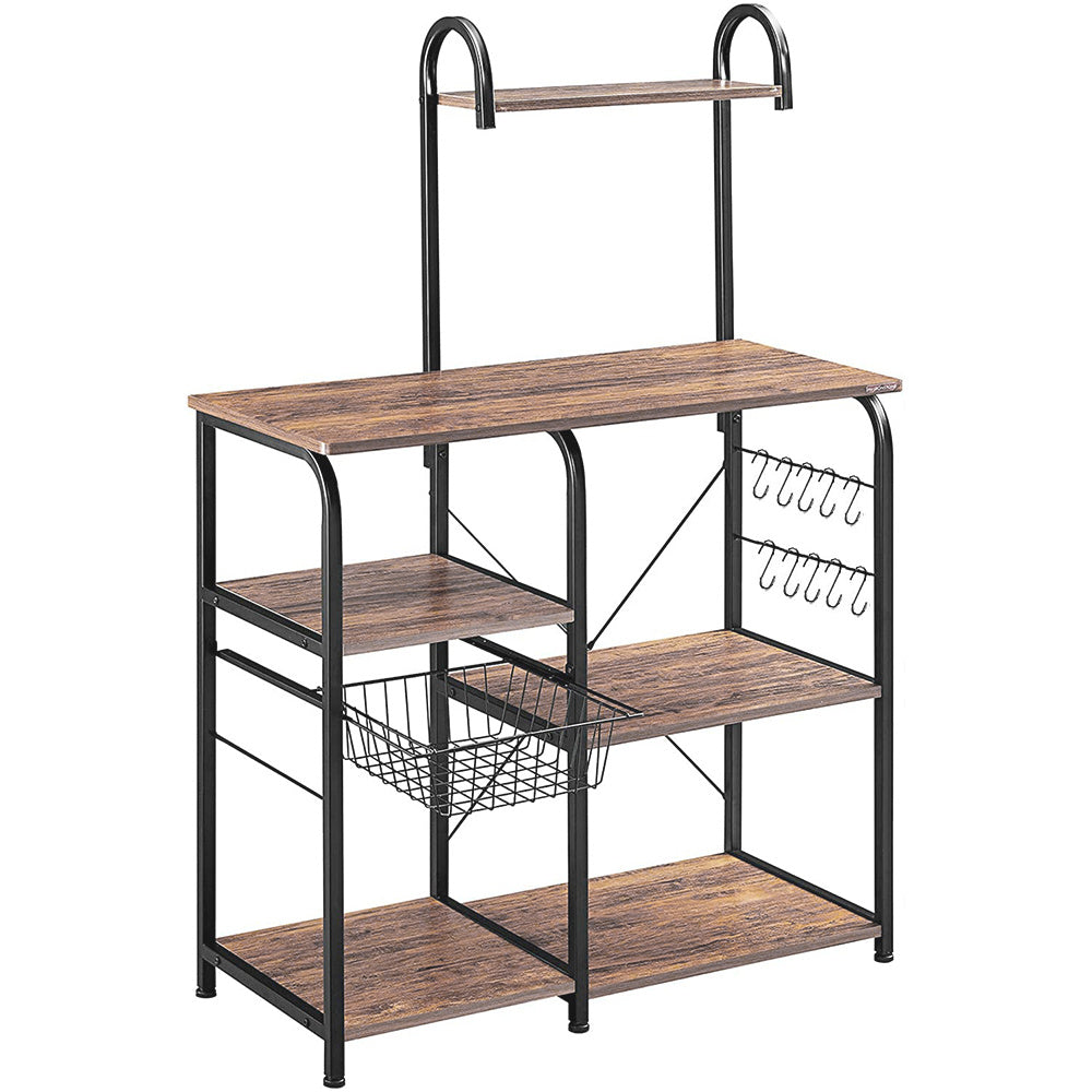 Free shipping Vintage Kitchen Baker's Rack Utility Storage Shelf 35.5" Microwave Stand 3-Tier+4-Tier Shelf for Spice Rack Organizer Workstation with 10 Hooks