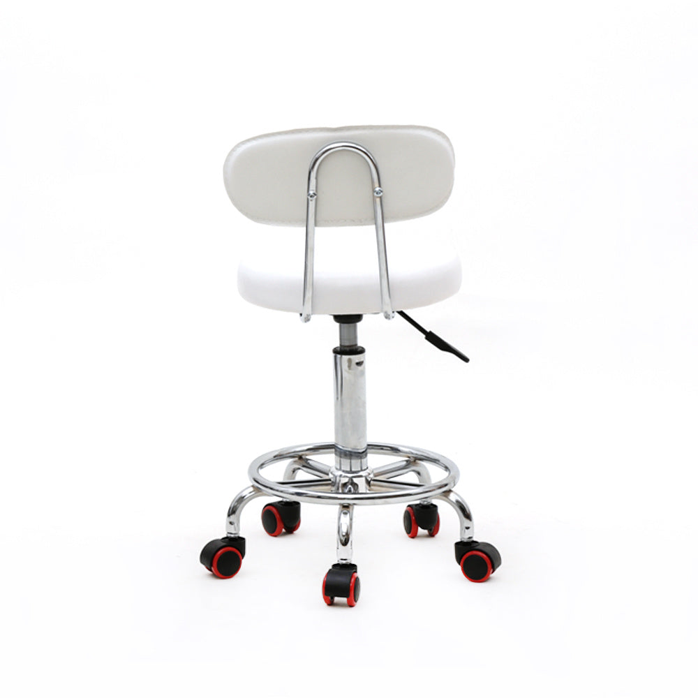 Round Shape Adjustable Salon Stool with Back and Line White Anti-rust Chair