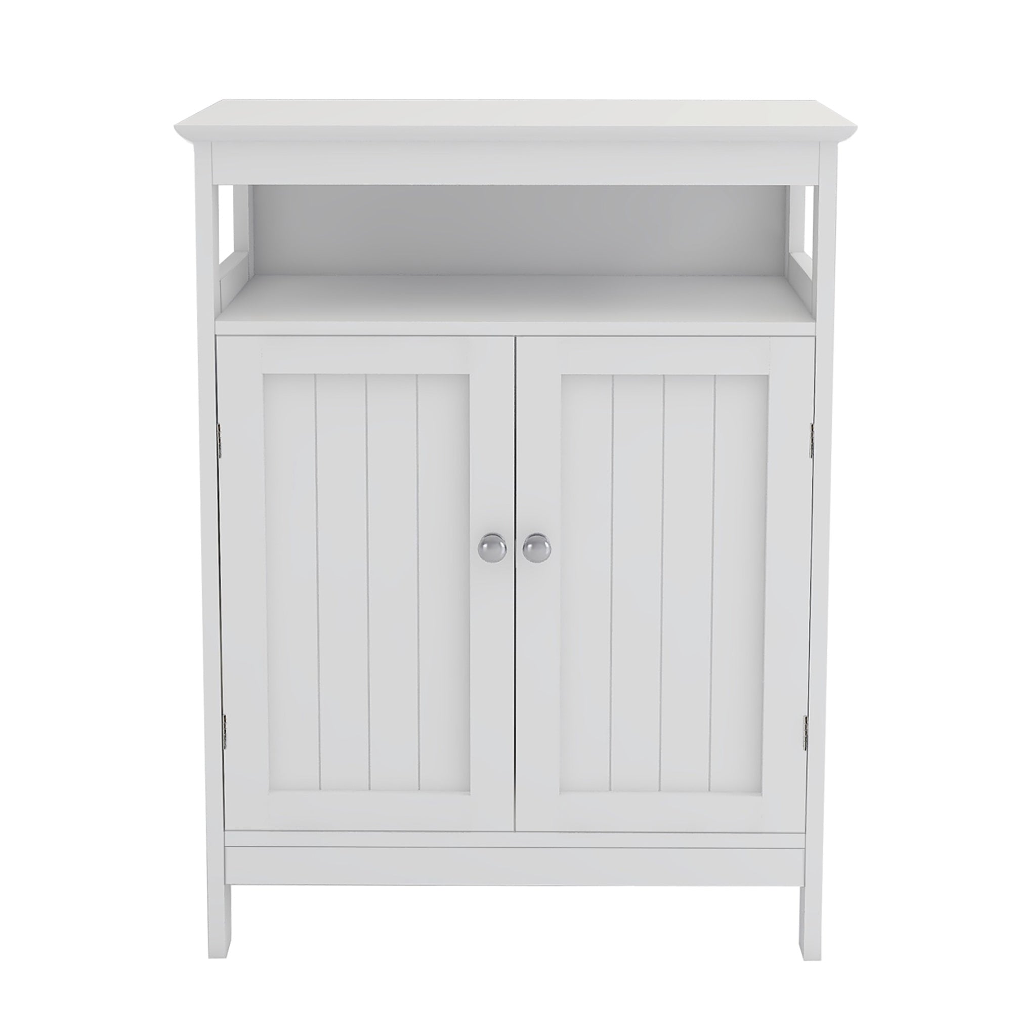 Free shipping Home Bathroom Floor Cabinet with Double Shutter Doors and Adjustable Shelves, Freestanding Bathroom Storage Cabinet with Adjustable Shelf