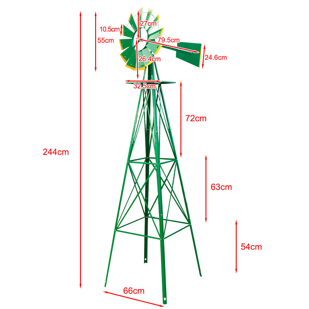 8ft Windmill Backyard, Ornamental Windmills for The Yard, More Weather Resistant Outdoor Garden Windmill Decor, Decoration Weather Vane XH