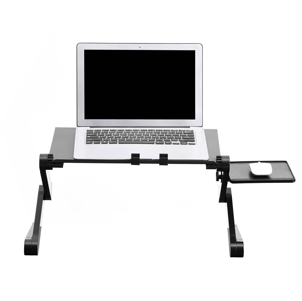360° Adjustable Foldable Laptop Desk Table Stand Holder w/ Cooling Dual Fan Mouse Boad Black YJ