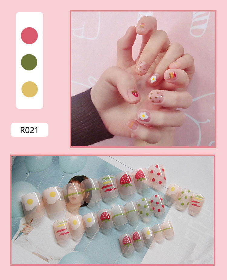 24Pcs Girl False Nails Fake Nails Art Accessory Full Cover Colorful Nail Tips Jelly Paste Directly