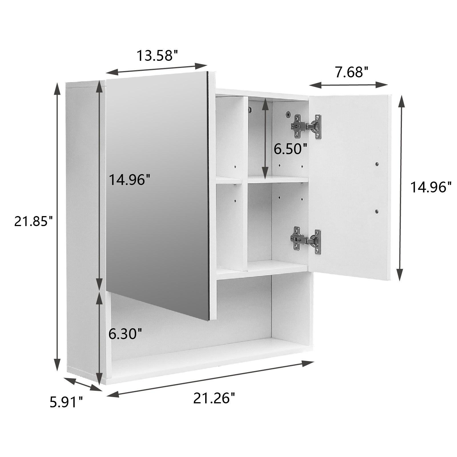 FCH White MDF Spray Paint One Mirror Door One Wooden Door Bathroom Sink Cabinet RT