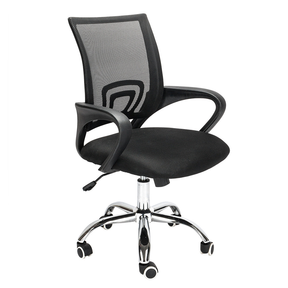 Mesh Back Gas Lift Adjustable Office Swivel Chair Black With Smooth Wheels