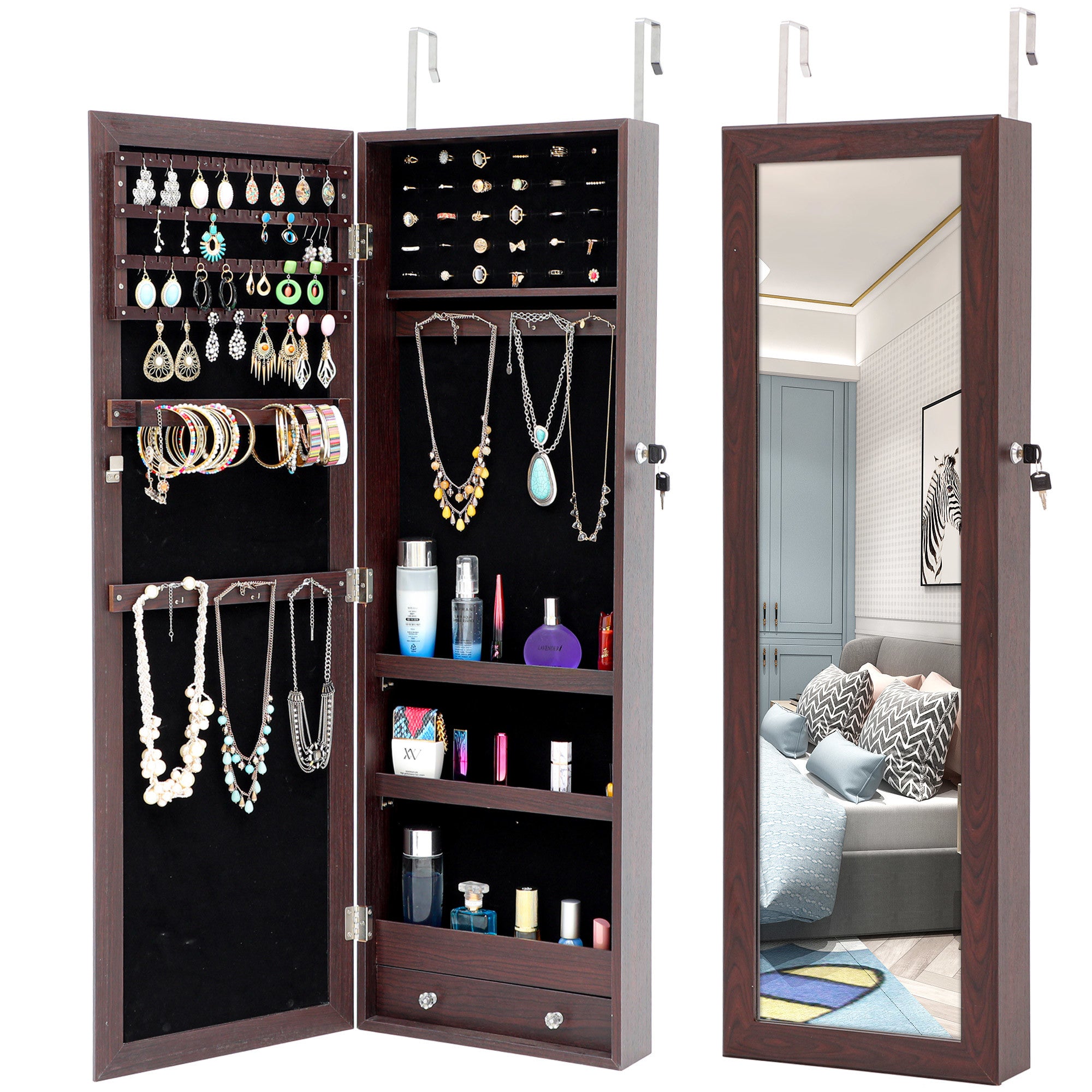 Free shipping Fashionable and contracted jewelry receives mirror ark to be able to hang on the door or wall