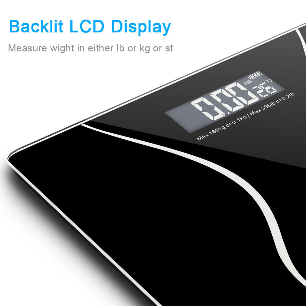 Digital Electronic LCD Personal Glass Bathroom Body Weight Weighing Scale 396 LB