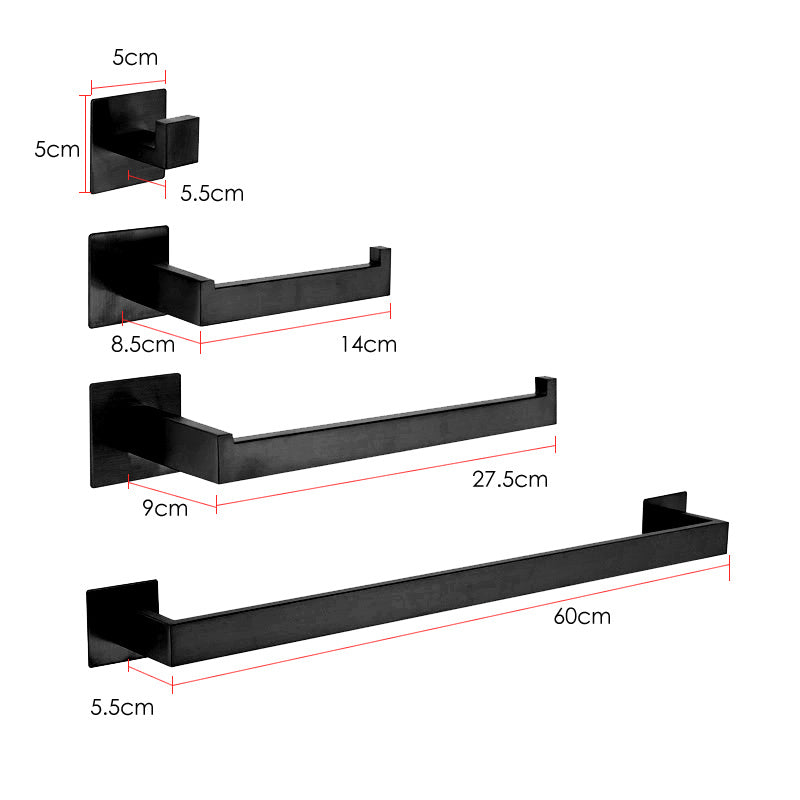 Strong Viscosity Adhesive 4 Pieces Bathroom Accessories Set Without Drilling Silver Brushed Towel Bar Set Holder Rack Robe Hook Tissue Toilet Paper Holder Rustproof 304 Stainless Steel  YJ