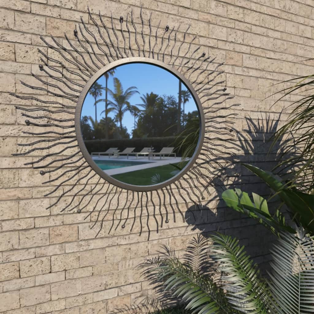 Garden Wall Mirror Sunburst 31.4" Black