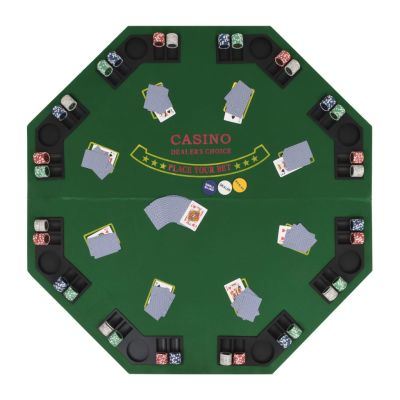 Free shipping 8 levels folding poker table top 2 folding octagon green