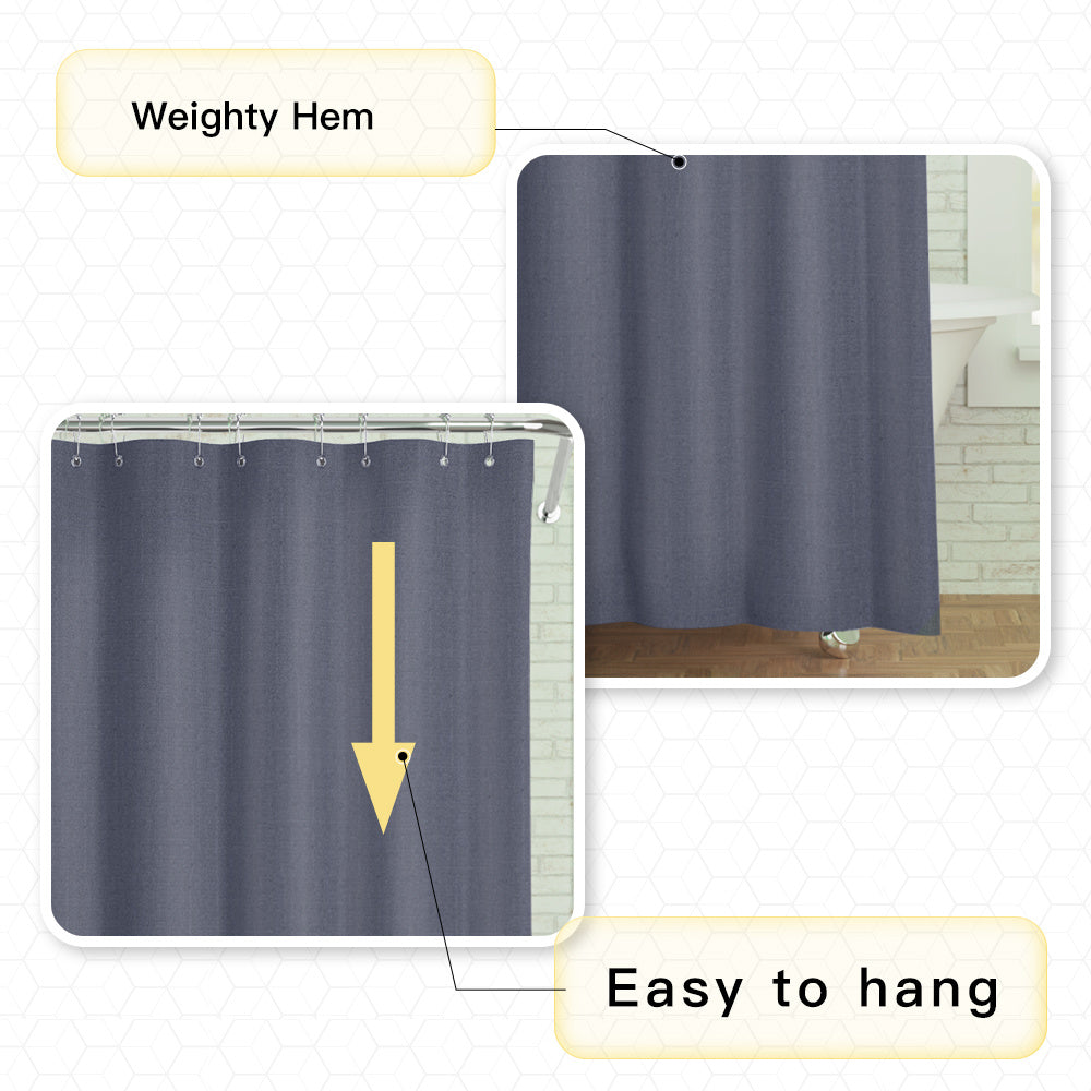 Shower Curtain Set Machine Washable Waterproof Shower Curtains with 12 Rust-Proof Hooks, Polyester Fabric Shower Curtains for Bathroom XH