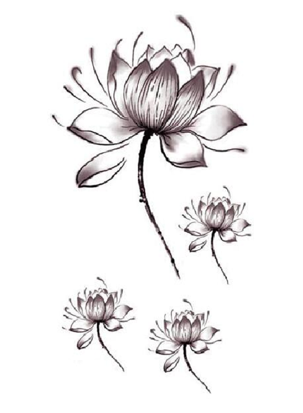 Women Lotus Flower Temporary Tattoo Stickers Body Art Waterproof