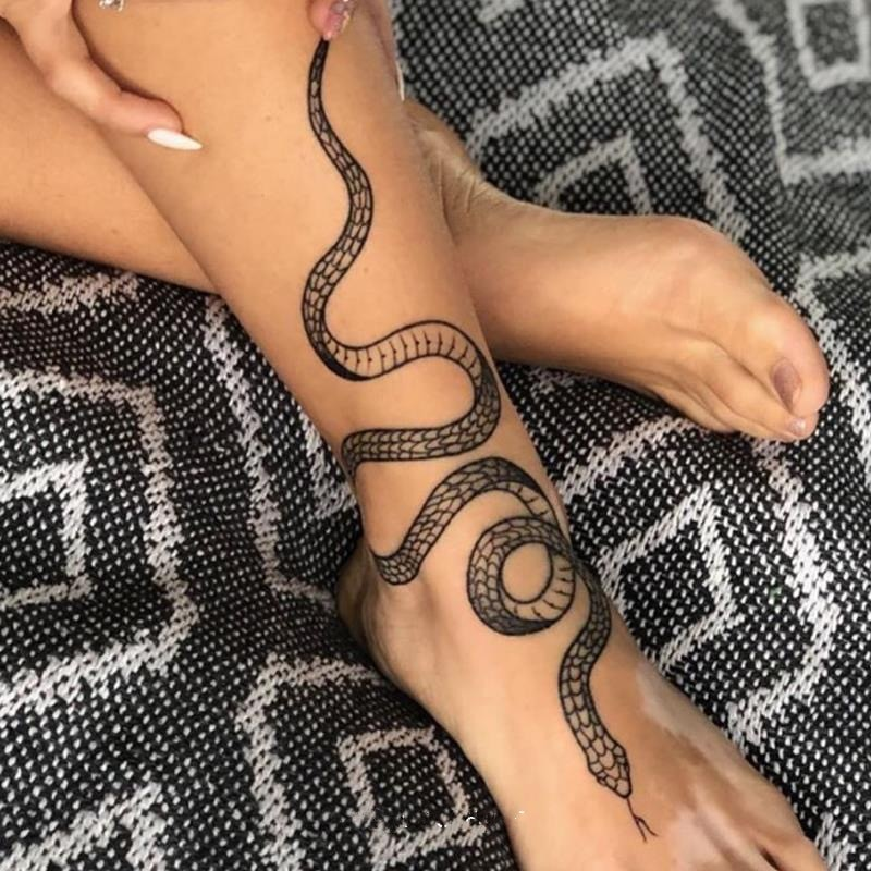 Black Snake Temporary Tattoo Stickers For Women Men Body Waist Waterproof (3 Sheets)