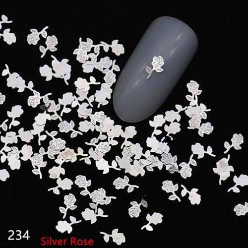 100pcs Heart Nail Decals Metal Stud lOVE Nailart Rivet Charms DIY Nails Accessories 3D Nail Art Decorations