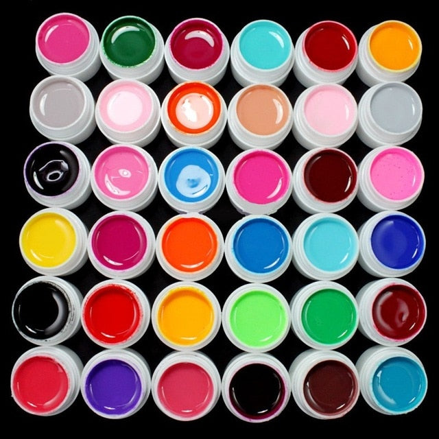 36 Colors Set Glitter Acrylic Powder UV Gel Nail Polish Soak Off UV Gel Builder Colorful Gel Polish Nail Art Supplies