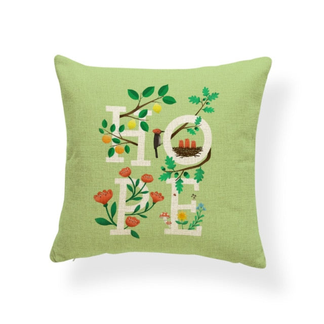 Hello Summer Cushion Cover Banana Leaf Pillow Cover Tropical Plants Ethnic Lounge Holiday Gift Pillow With Cover Square Burlap