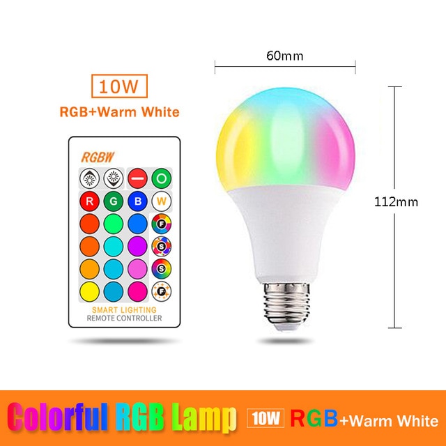 110V 220V Bluetooth E27 RGBW LED Bulb Lights 5W 10W 15W RGB Lampada Changeable Colorful RGBWW LED Lamp With Remote+Memory Mode