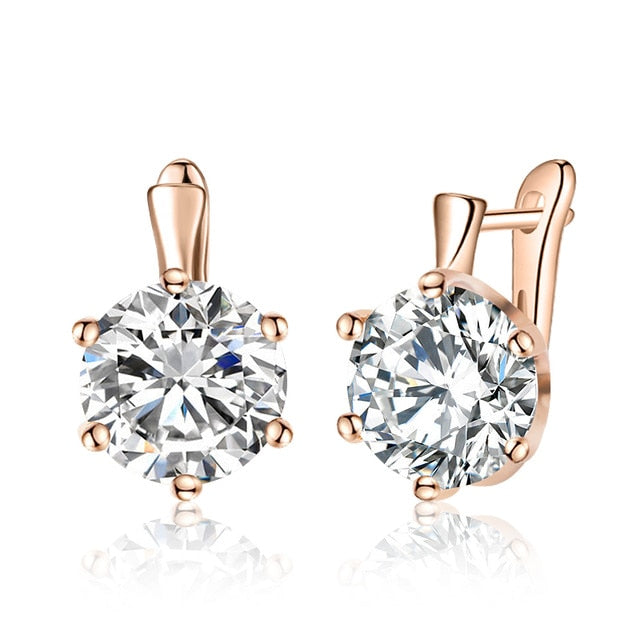 H:HYDE Fashion 10 Colors AAA CZ Element Stud Earrings For Women Vintage Pink Blue Crystal Earrings Statement Wedding Jewelry