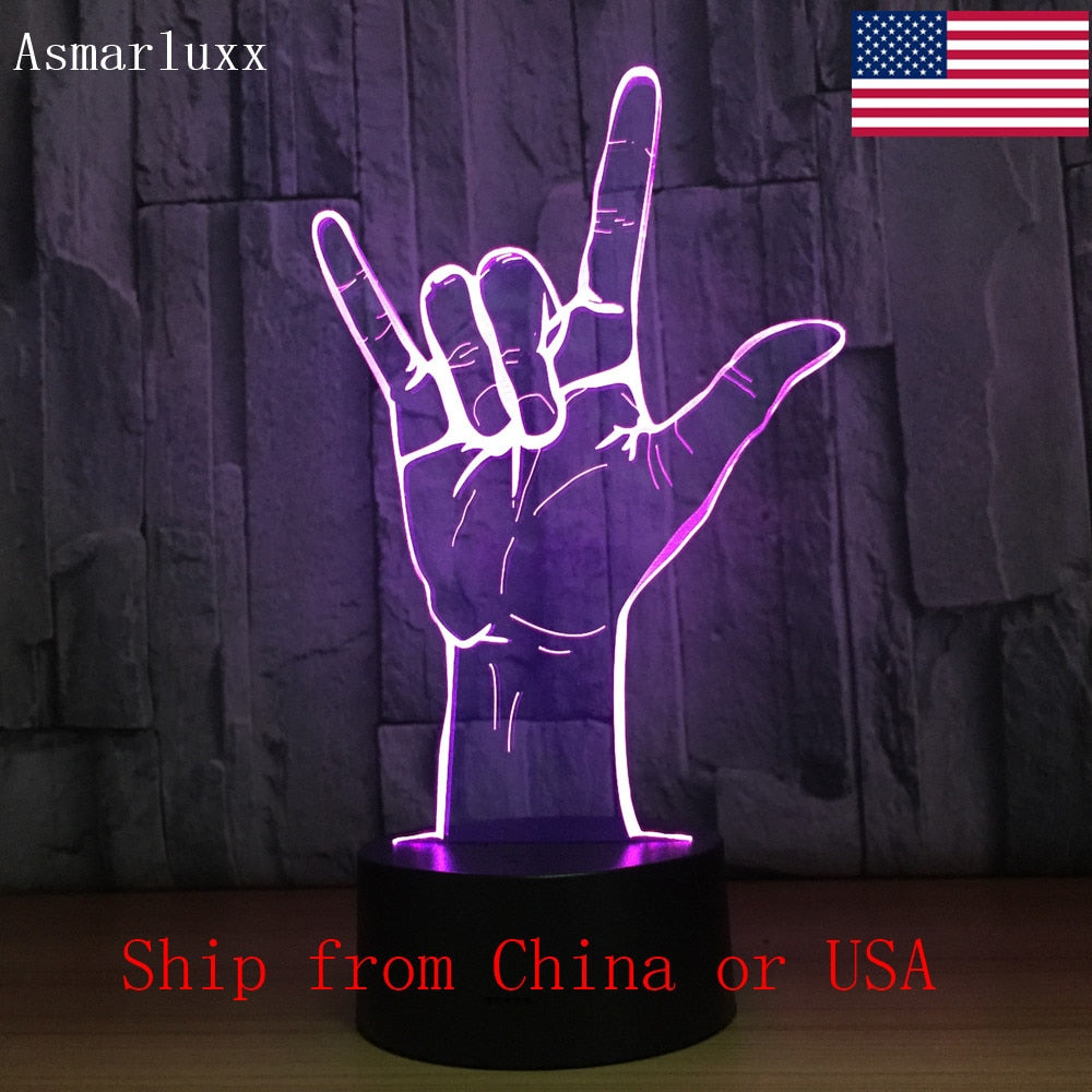 I Love U Sign LED Lamp 3D RGBW Touch Switch 7 Color Charging Night Light Desk Table Lamp Bedside Decor Light Dropshipping