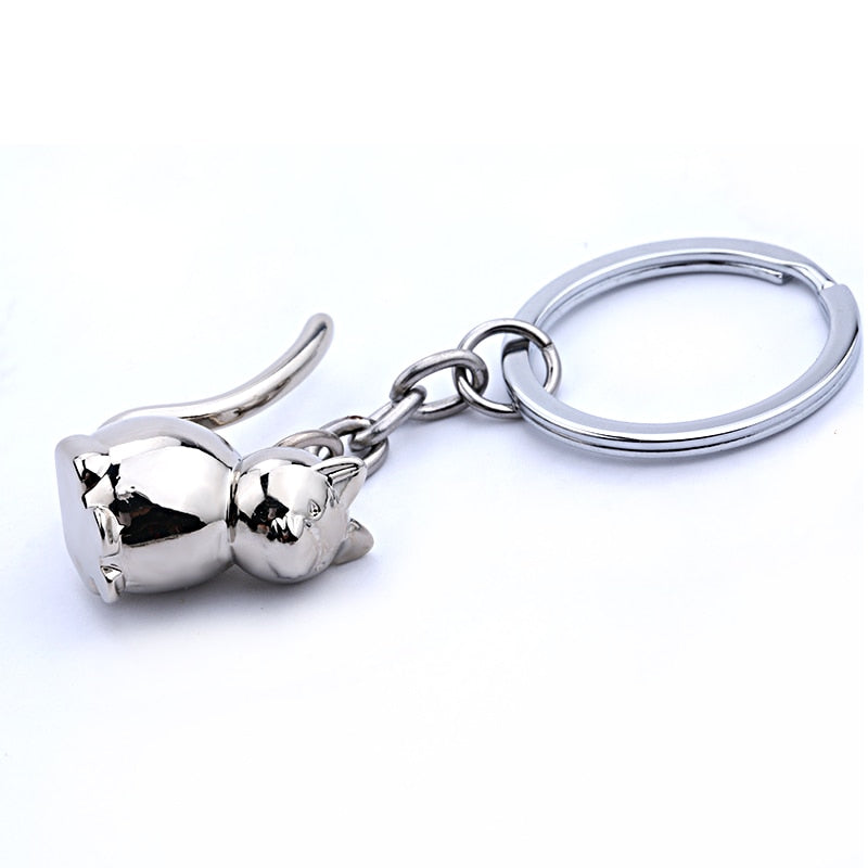 3D cat keychain cute key ring for women kitten lucky cat key chain key holder mens car portachiavi chaveiro llaveros bag charm
